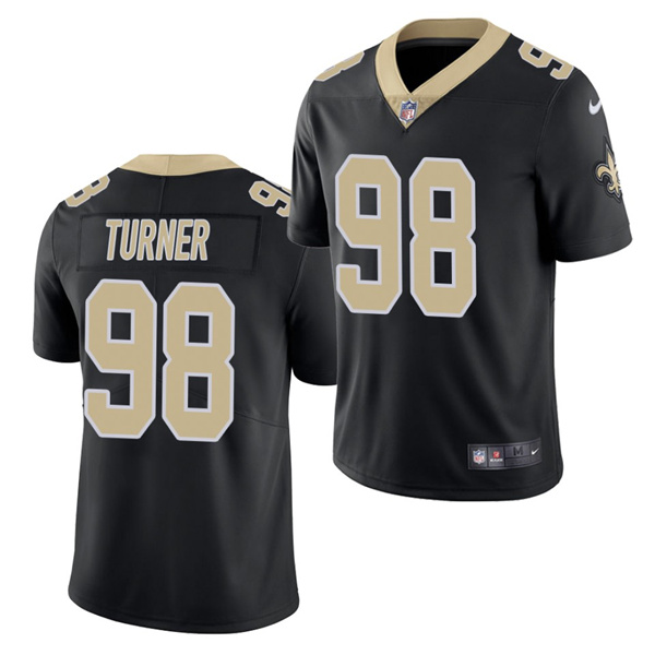 Men's New Orleans Saints Saints #98 Payton Turner 2021 Black NFL Draft Vapor Untouchable Limited Stitched Jersey
